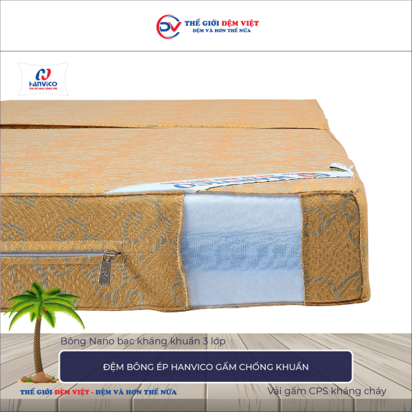 Đệm bông ép Hanvico gấm chống khuẩn 2